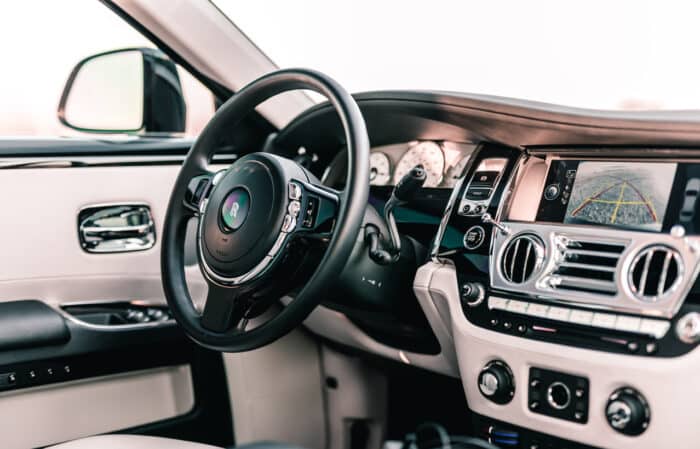 white interior of rolls royce ghost